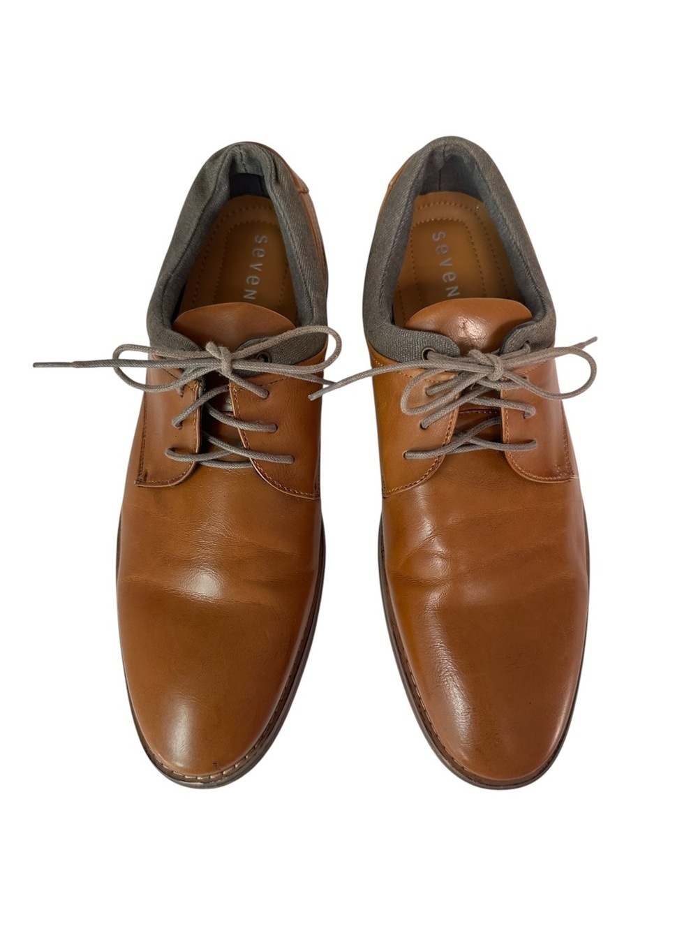 Seven 91 Mens Donestan Tan Brown Leather Oxford Derby Shoes, Size 12